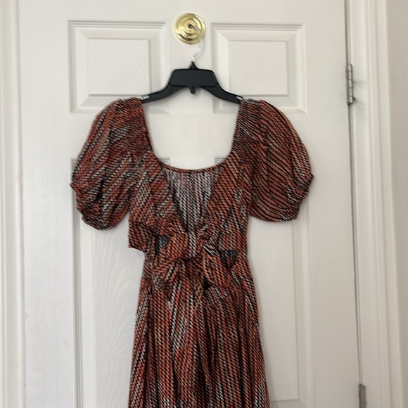 NWT $495 Ramy Brook - MEGAN DRESS Brown Maxi Dress with Bow Detail size XS - Picture 11 of 15